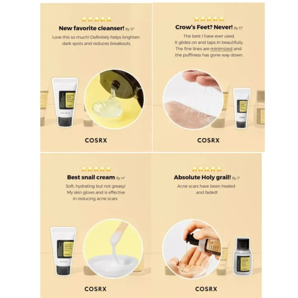 COSRX Advanced Snail Korean Skincare Repairs Soothe Skin 4-PCs Set Travel Size - Picture 5 of 8
